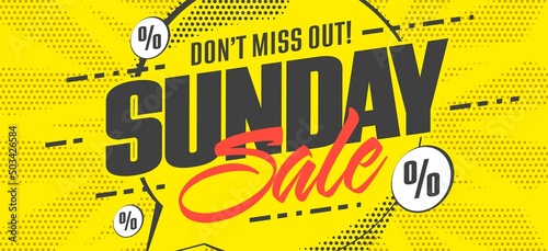 Sunday sale banner advertising weekend discount offer. Great holiday sale announcement for retail shopping with clearance vector illustration