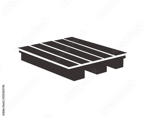 Wooden pallet black side view, vector flat illustration isolated on white background.