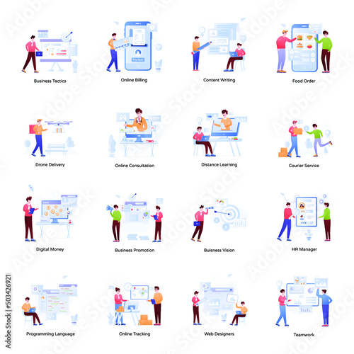 Collection of Marketing Flat Illustrations 