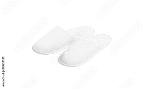 Blank white home slippers mockup, side view photo