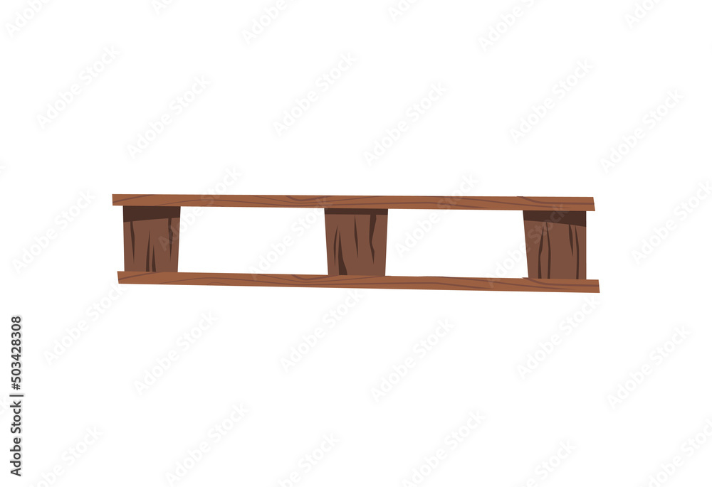 Side view of wood pallet for transportation of goods, flat vector illustration isolated on white background. Side view of wood pallet for transportation of goods, flat vector illustration isolated on white background.