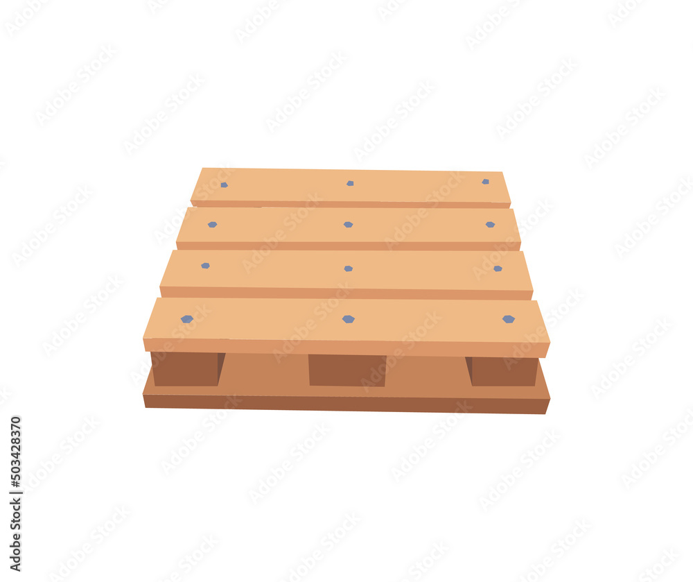 Wooden pallet for cargo transportation, vector flat illustration isolated on white background. Wooden pallet for cargo transportation, vector flat illustration isolated on white background.