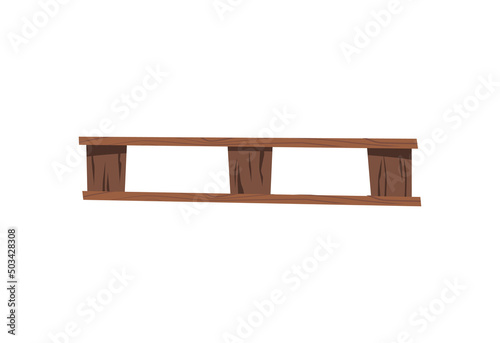 Side view of wood pallet for transportation of goods, flat vector illustration isolated on white background.