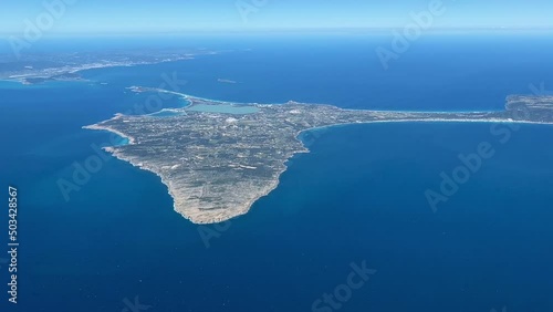 Aerial view Formentera and Ibiza, balearic islands, Spain in a splendid spring day. photo