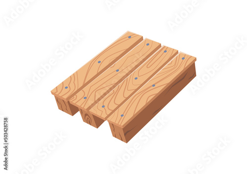 Angle view of wood pallet in vector illustration, europallet with wooden texture