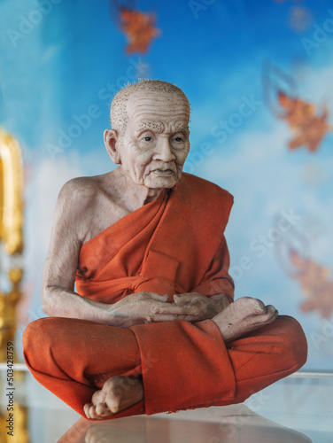 Luang pu thuat statue of thailand legendary monk  photo