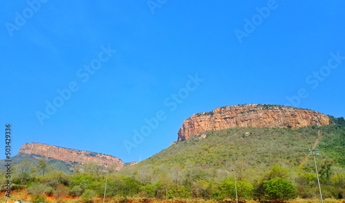 Tirumala hills and sky summer landscape, A beautiful view from Tirupati photo