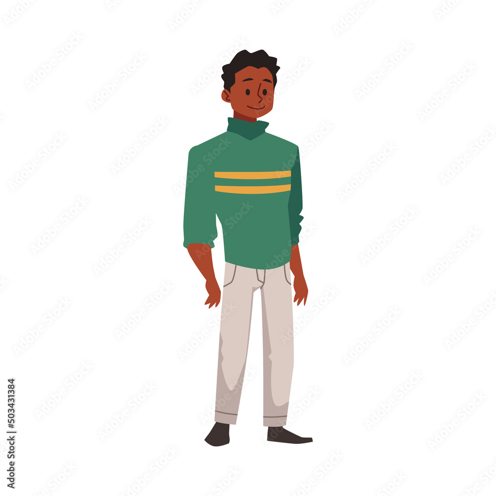 African american young handsome man standing flat vector illustration isolated. African american young handsome man standing flat vector illustration isolated.