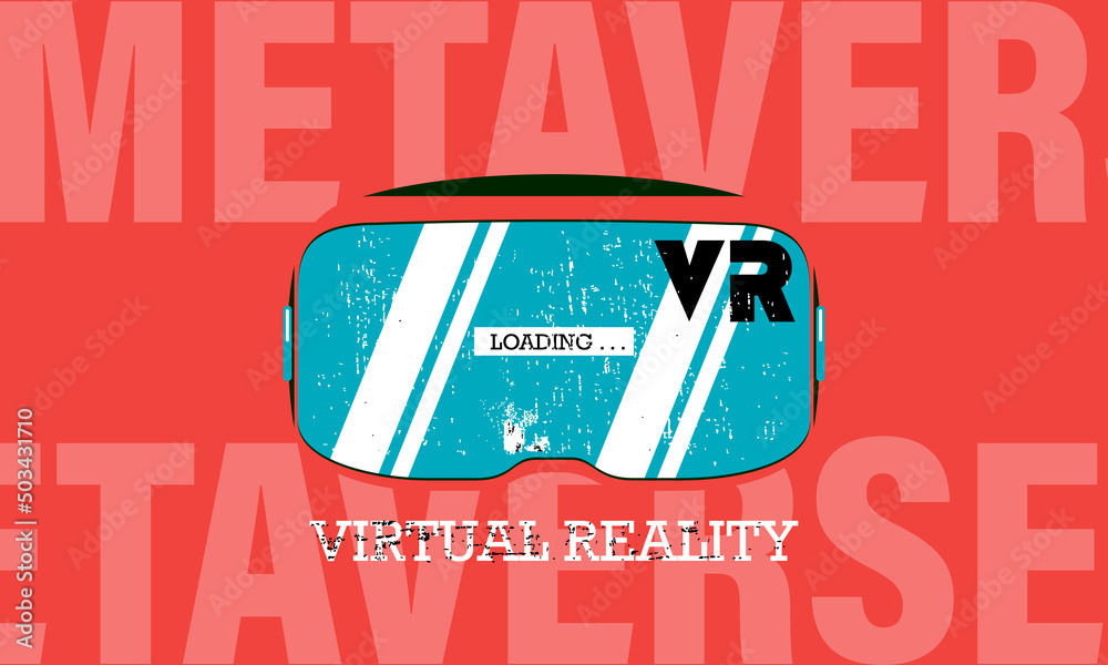 Naklejka premium Metaverse digital cyber world technology, VR goggle, AR augmented reality