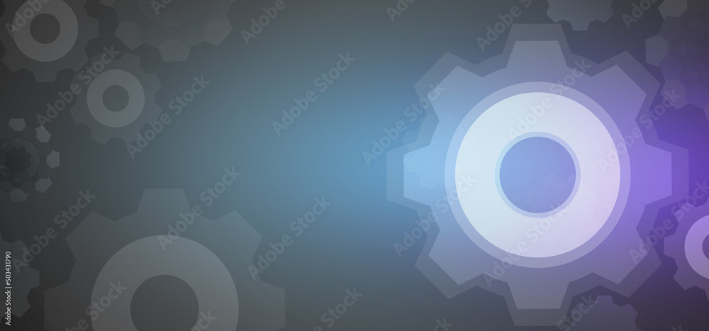 Abstract Technology hexagon cogs design background. Digital futuristic, background blue and white