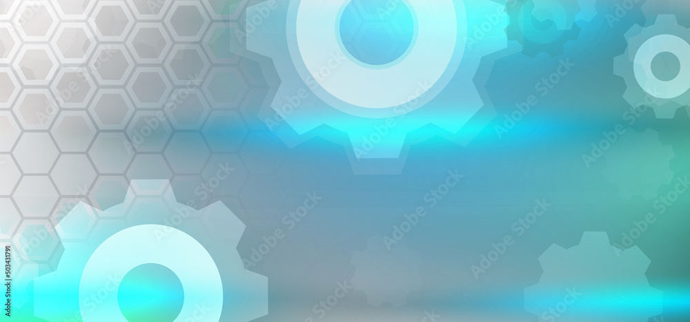 Abstract Technology hexagon cogs design background. Digital futuristic, background blue and white Abstract Technology hexagon cogs design background. Digital futuristic, background blue and white
