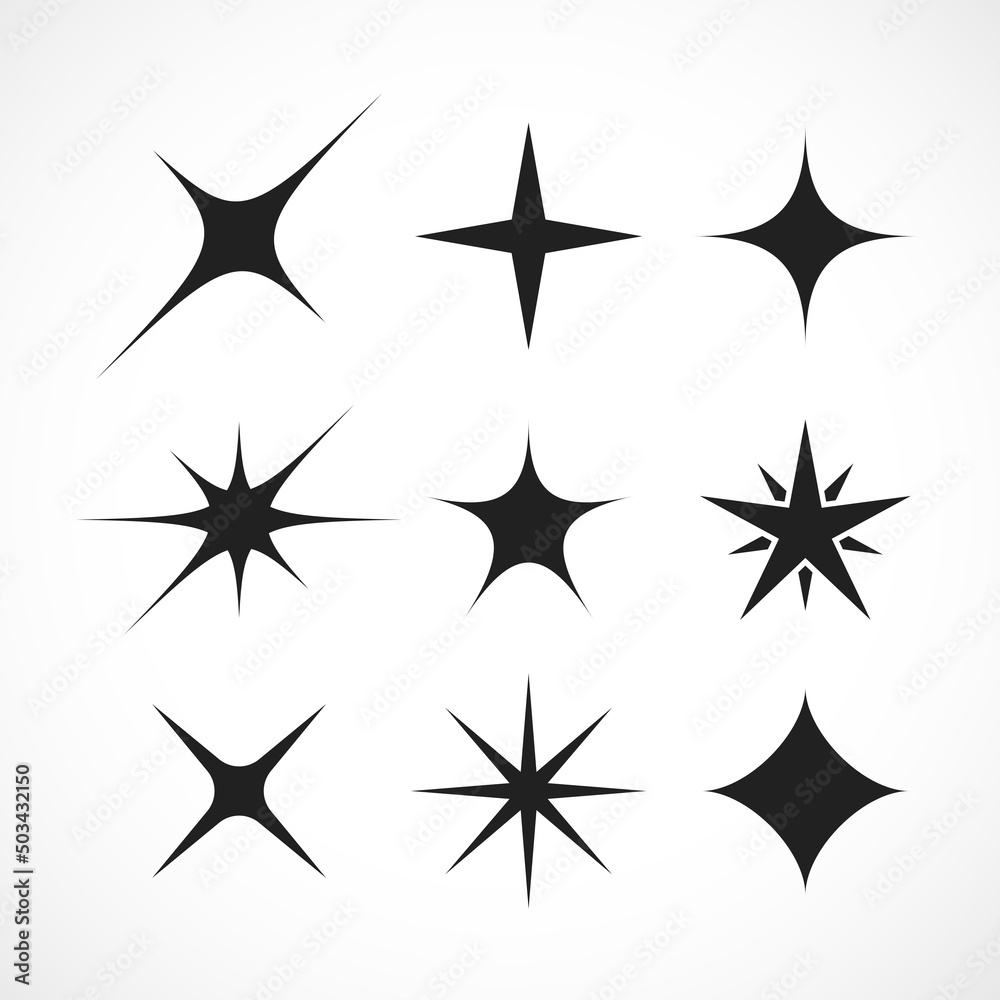Star shaped sparkle, glittering light effect Star shaped sparkle, glittering light effect