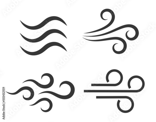Fototapet Wind blow icon, air breeze symbol