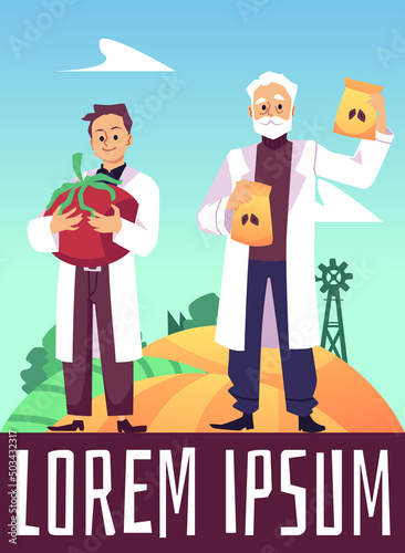 Agronomy, farming and plants cultivation banner flat vector illustration.