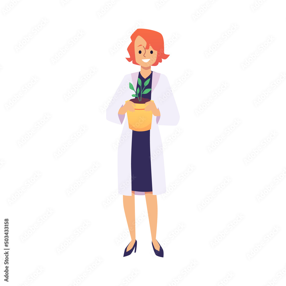 Agronomist or agricultural laboratory worker, flat vector illustration isolated. Agronomist or agricultural laboratory worker, flat vector illustration isolated.