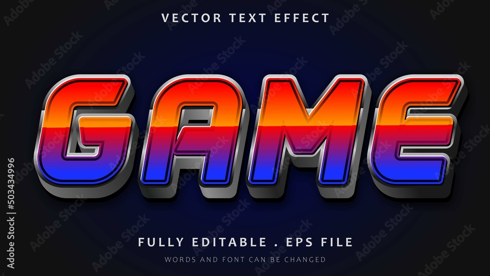 3d Modern Gradient Word Game Editable Text Effect
