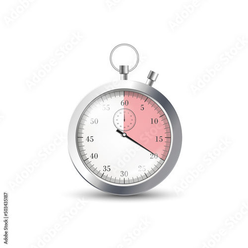 Stopwatch face with expiring deadline realistic vector illustration isolated.