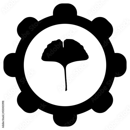 Ginkgo Blatt und Zahnrad