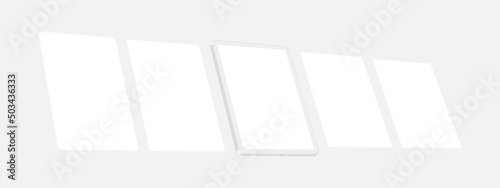 Clay Tablet Mockup with Blank Wireframing Web Pages, Side Perspective View. Vector Illustration