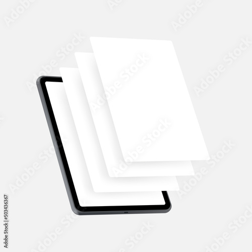 Tablet Mockup With Blank Web Pages. Concept for Showcasing Apps Screenshots. Vector Illustration