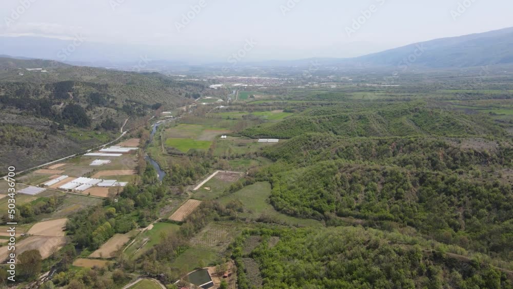 Amazing Aerial view of Petrich valley, Blagoevgrad region, Bulgaria Amazing Aerial view of Petrich valley, Blagoevgrad region, Bulgaria