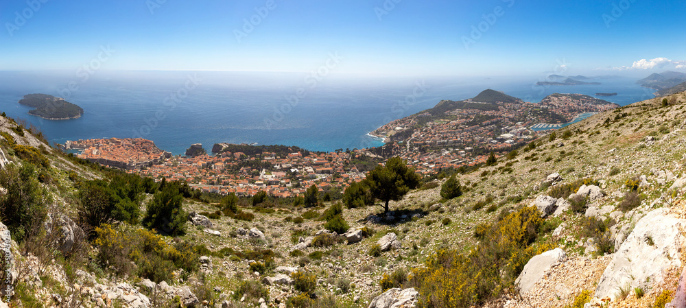 Panoramic view of the old town Dubrovnik in Croatia.