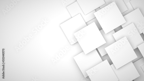 White geometric background of overlapping squares. Ideal for card. 3D illustration.