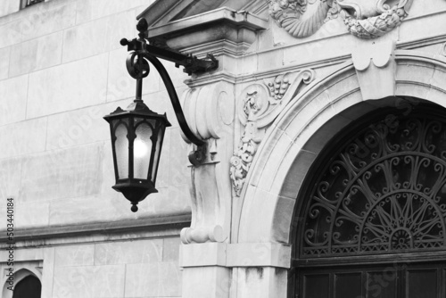 Sticker Vintage street lamp in a black and white monochrome.