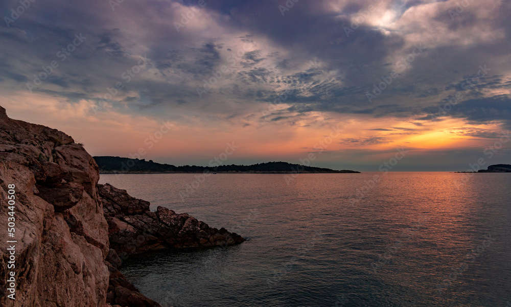 Coast of Croatia on a sunset