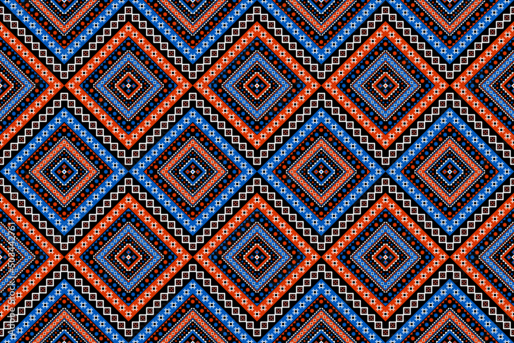 Geometric ethnic seamless pattern in tribal. Design for background, wallpaper, vector illustration, fabric, clothing, carpet, textile, batik, embroidery.