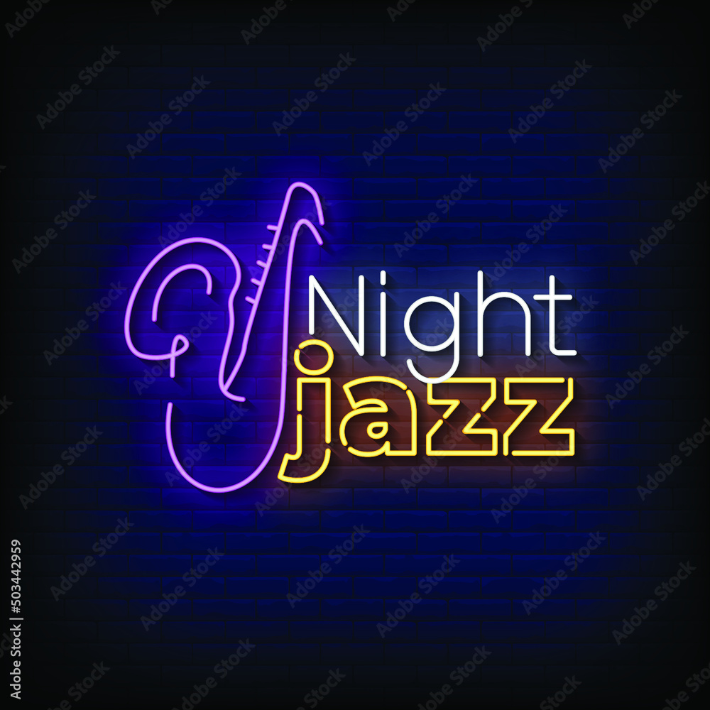Jazz Night Neon Signs Style Text Vector