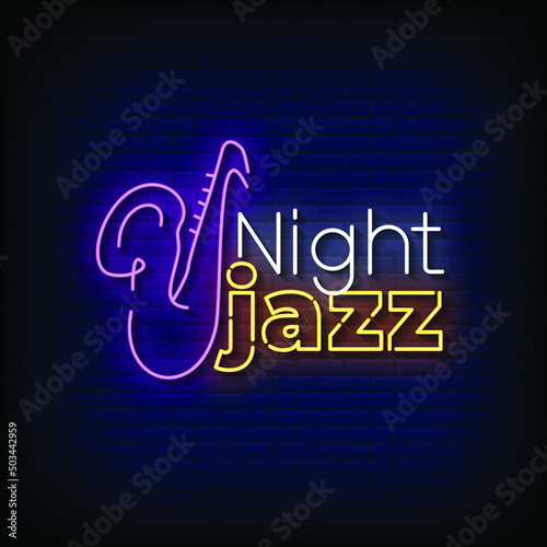 Photography Jazz Night Neon Signs Style Text Vector