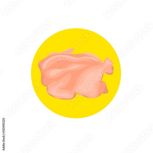 Vector illustration of a broiler. Whole jumbo chicken that has been cleaned. Ready to be consumed and marketed. White background. Great for web logos and chicken selling business brands.