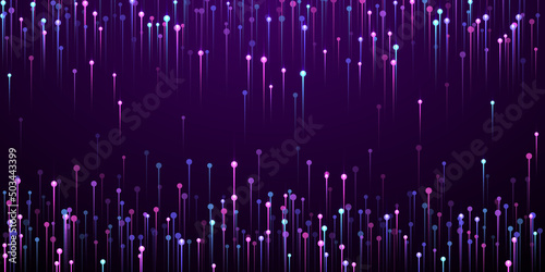 Upward glowing line beams speed motion concept.