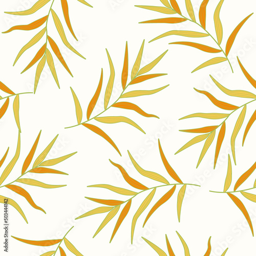 colorful Leaves seamless pattern on white background. 