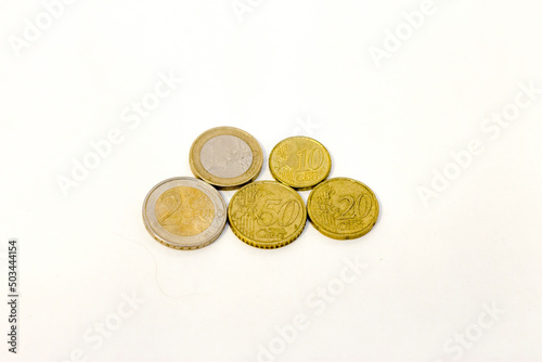 Some of different euro coins isolated on white