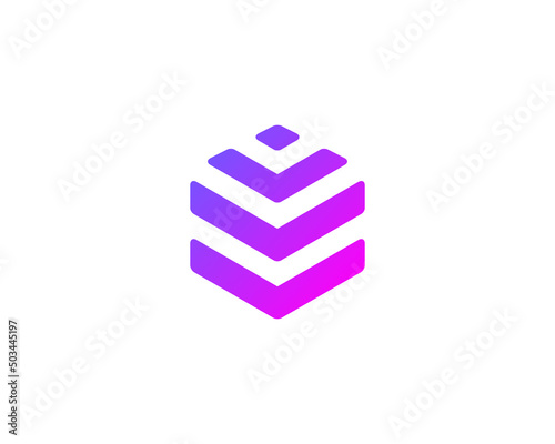 Letter V with cube logo icon design template elements