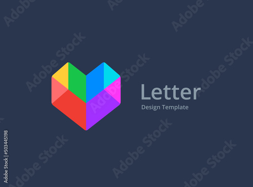 Letter V with heart logo icon design template elements