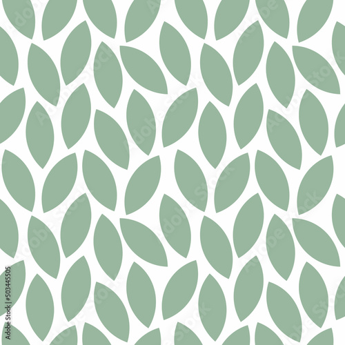 Green leaf silhouette seamless pattern vector illustration. Graphic contour leaves backdrop. Minimal floral wallpaper. Geometric texture background. Template for print, design, banner or card.