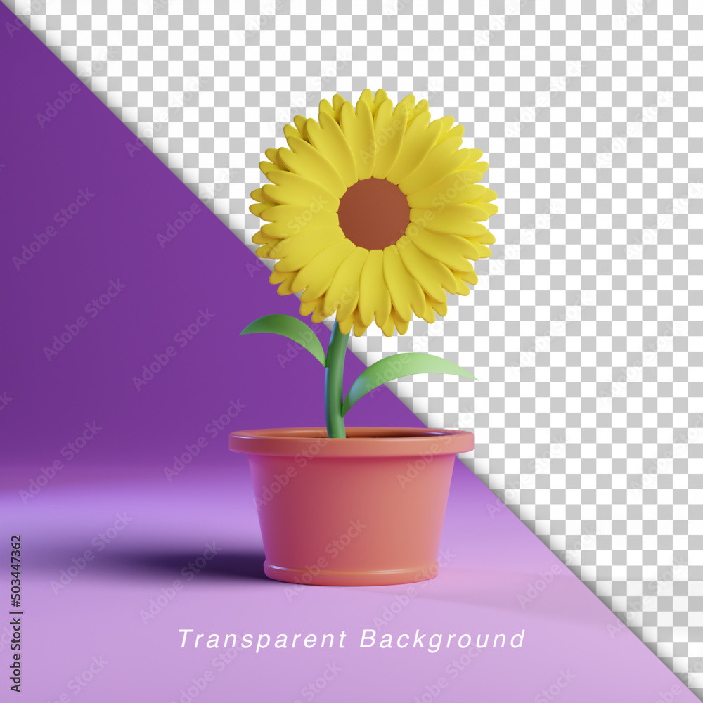 Sunflower 3D icon transparent background