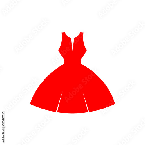 Red Dress women clothes color icon isolated on white
