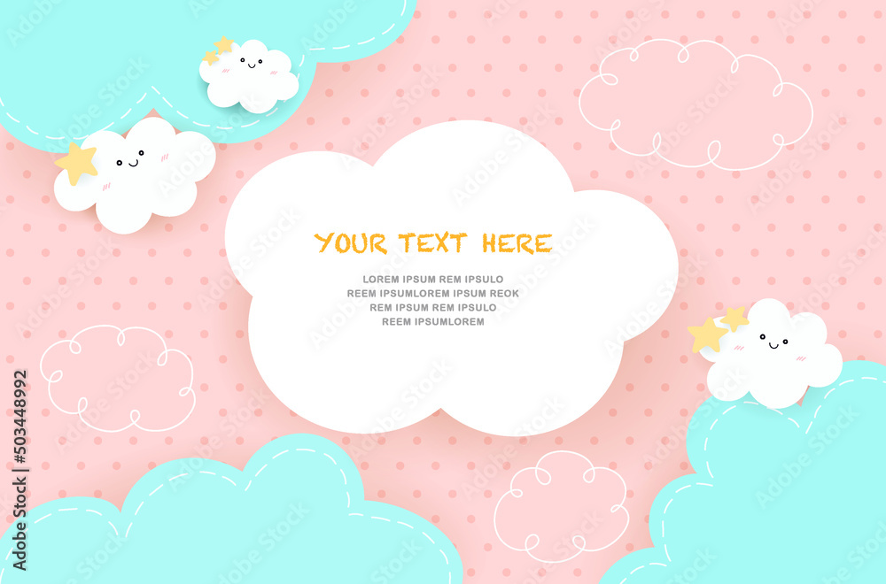 Cute dotted pattern background with clouds and rainbow. children bedroom, baby nursery decorative wallpaper. Vector illustration. Cute dotted pattern background with clouds and rainbow. children bedroom, baby nursery decorative wallpaper. Vector illustration.