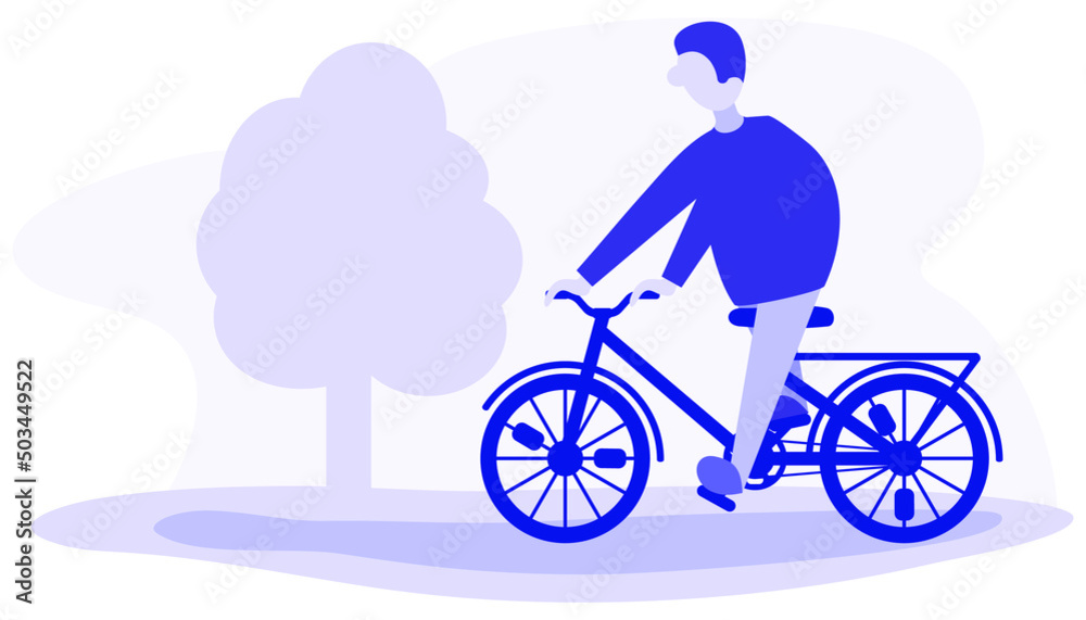 Naklejka premium man bicycle ride boy sport blue illustration cycling