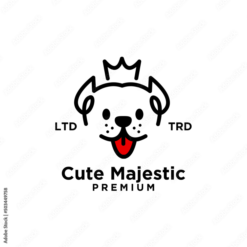 simple king Dog head line art vector logo design isolated white background