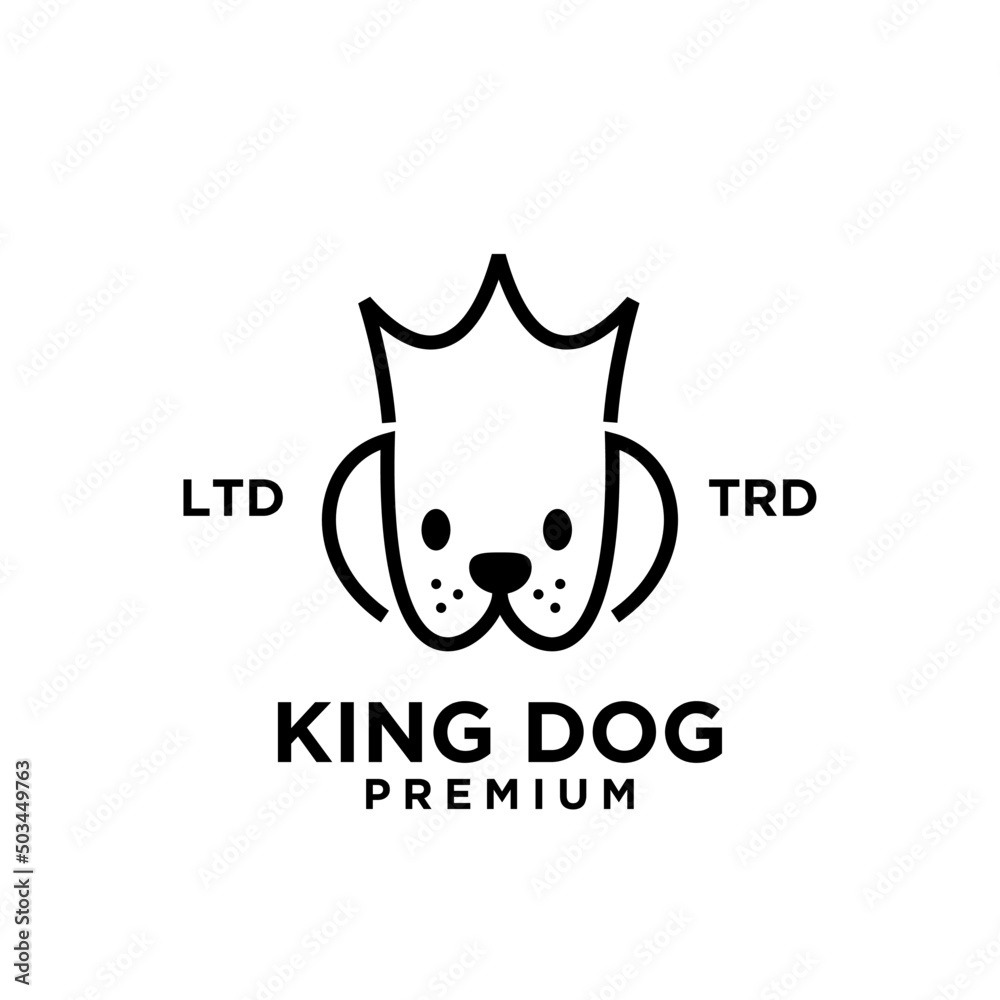 simple king Dog head line art vector logo design isolated white background simple king Dog head line art vector logo design isolated white background