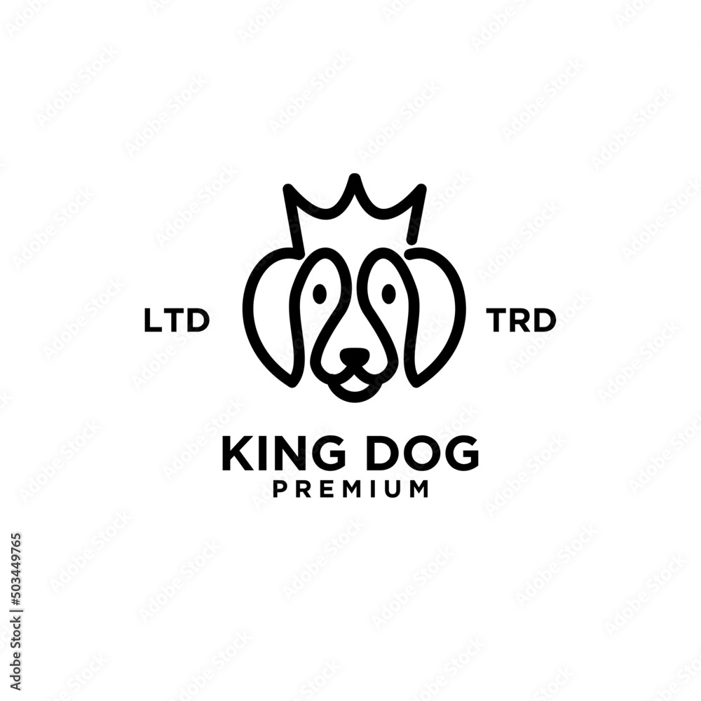 simple king Dog head line art vector logo design isolated white background simple king Dog head line art vector logo design isolated white background