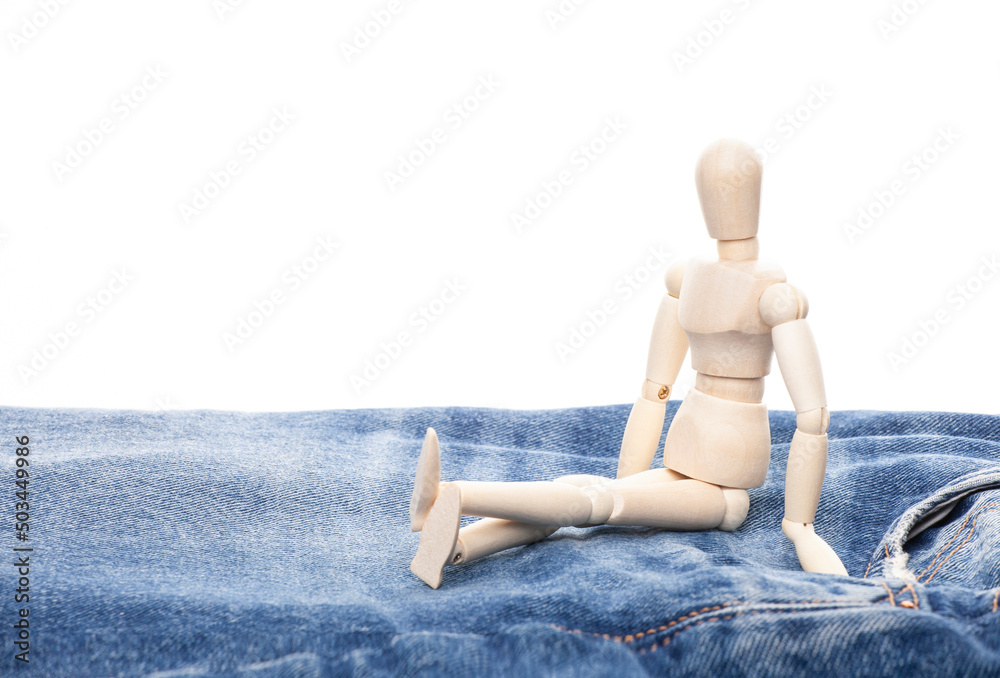 image of wooden mannequin blue jeans image of wooden mannequin blue jeans