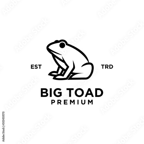 big toad frog line vector logo design isolated white background