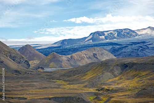 Contrasting weather of the mountainous landscape in Iceland