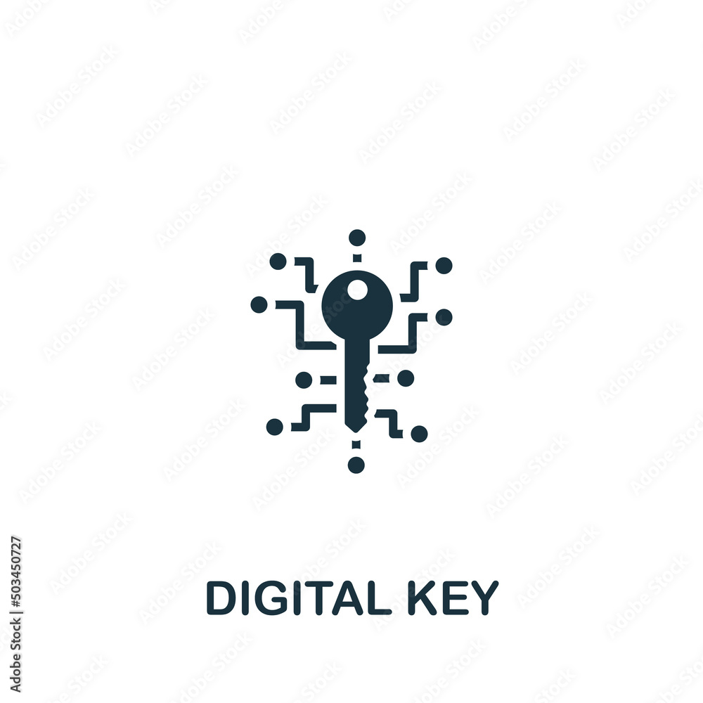Digital Key icon. Monochrome simple Cryptocurrency icon for templates, web design and infographics